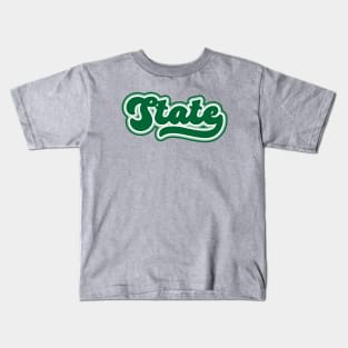 Retro State Script // Michigan Green Pride Kids T-Shirt